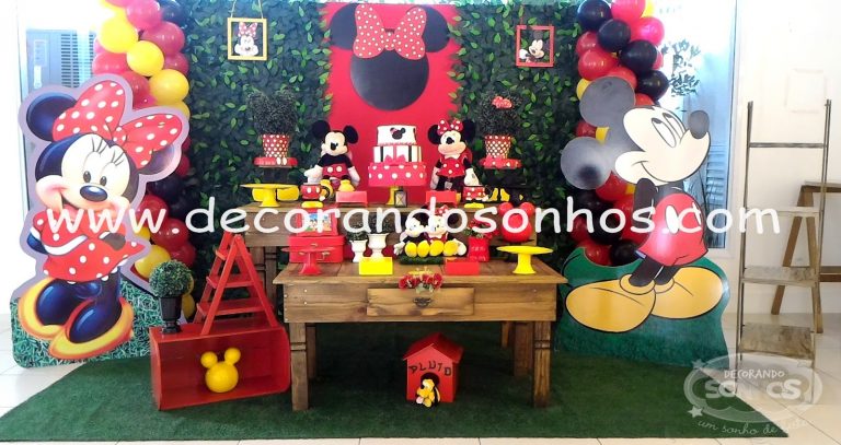 Decoração Mickey e Minnie Rústica. 